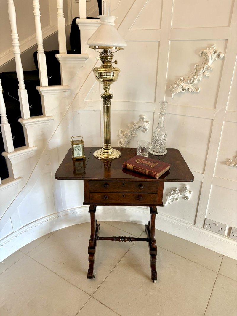 Antique William IV Quality Rosewood Work / Lamp Table